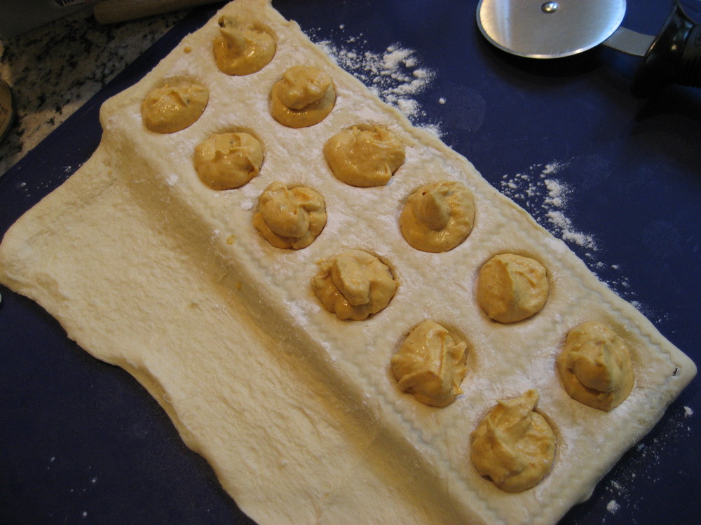 Experimenting with various ravioli forming methods while developing the pumpkin ravioli recipe. January, 2011 