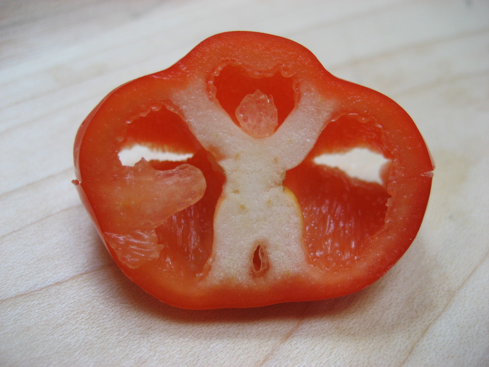  Pepperman says stay strong, summer is around the corner!  (This little guy appeared while cutting peppers for the recipe - I think it's a sign!) 