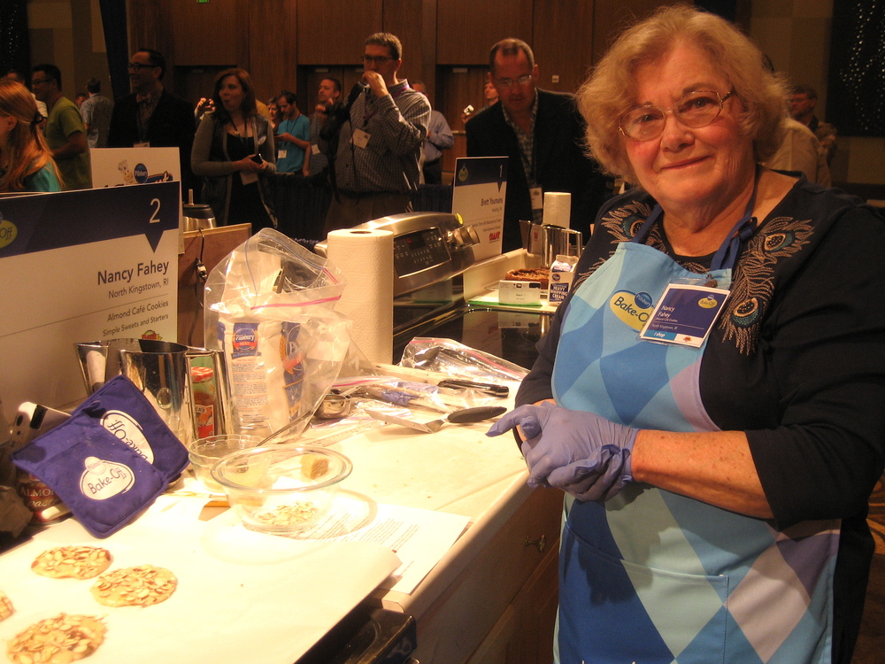  Here is Nancy Fahey with her Almond Cafe Cookies.  Such a sweetie!  I got to chat with her and her husband on the shuttle bus from the airport. 