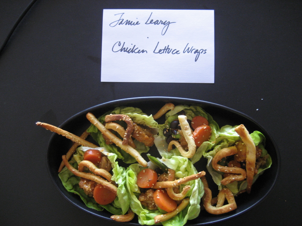  Senior Art Director, Jamie Leary, crafted Denise Pounds'   Chicken Lettuce Wraps & Sesame Crescent Noodles   with artful detail.  The color and crunch really made this dish pop!  I loved biting into the buttery lettuce, tender chicken and crispy noodles. 