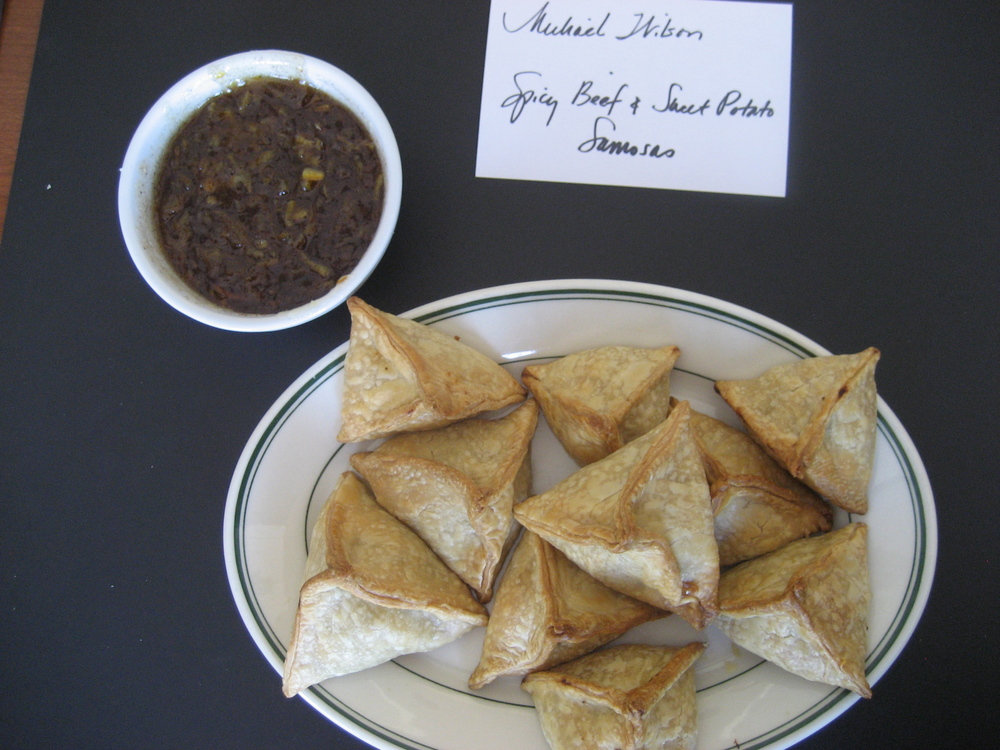  Michael Wilson, Design Director, used his eye for detail to craft Jennifer Fisher's   Spicy Beef & Sweet Potato Samosas  .  They were cooked to golden brown perfection and had a balanced savory/sweet flavor with just a touch of spice. 