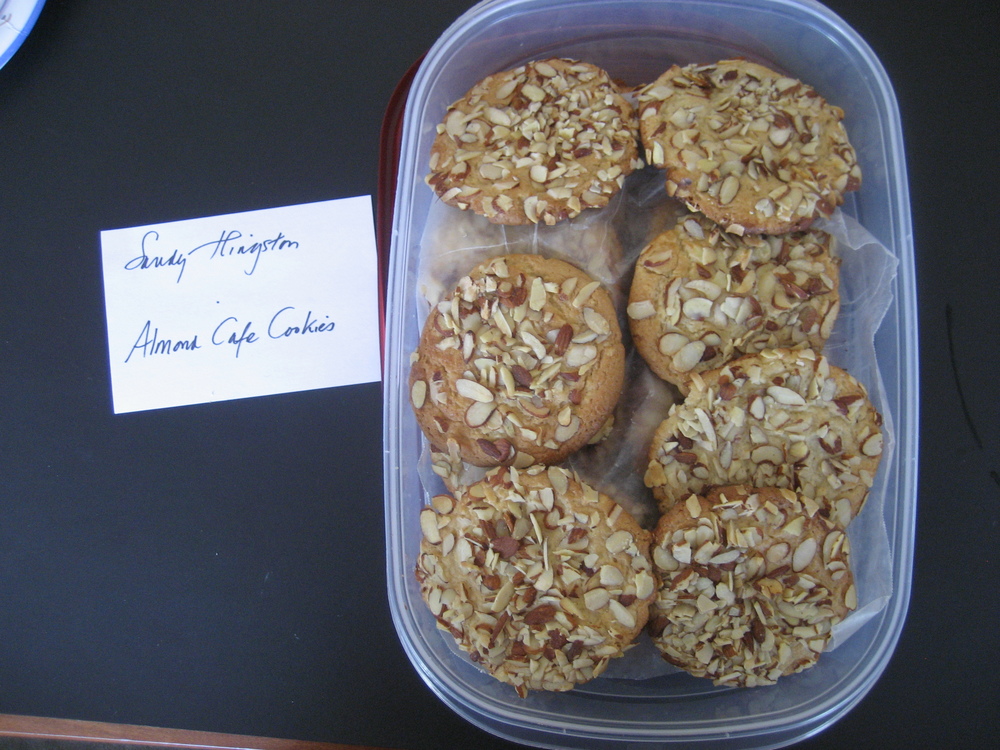  Sandy Hingston, Senior Editor, baked up Nancy Fahey's   Almond Cafe Cookies  .  They were big, gorgeous cookies with the perfect amount of chew and crunch.  I loved how the almond flavor was not overpowering.  