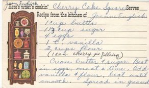  Here's the recipe card from my Mom's recipe box.  I think the original sugar amount was 1 1/2 cups.  Mom always tweaks the sugar down a bit in recipes. 